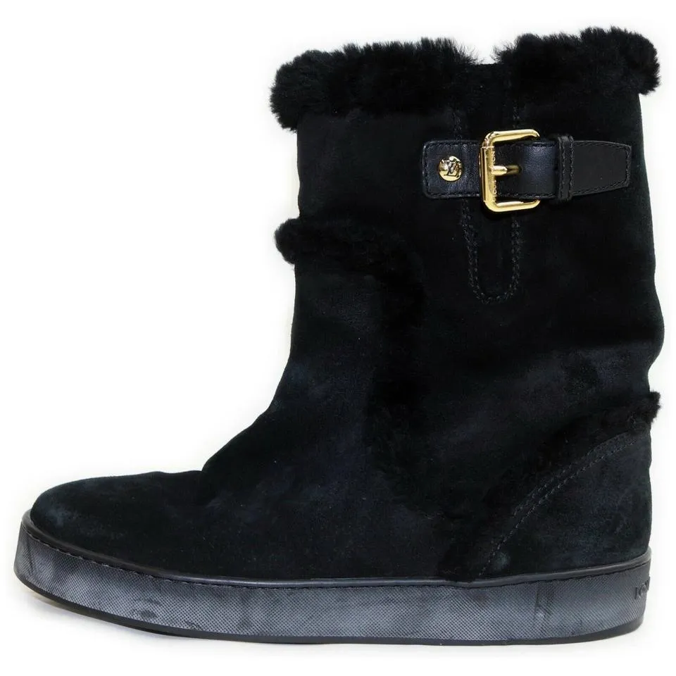 Louis Vuitton Black Shearling Winter Boots 862975
