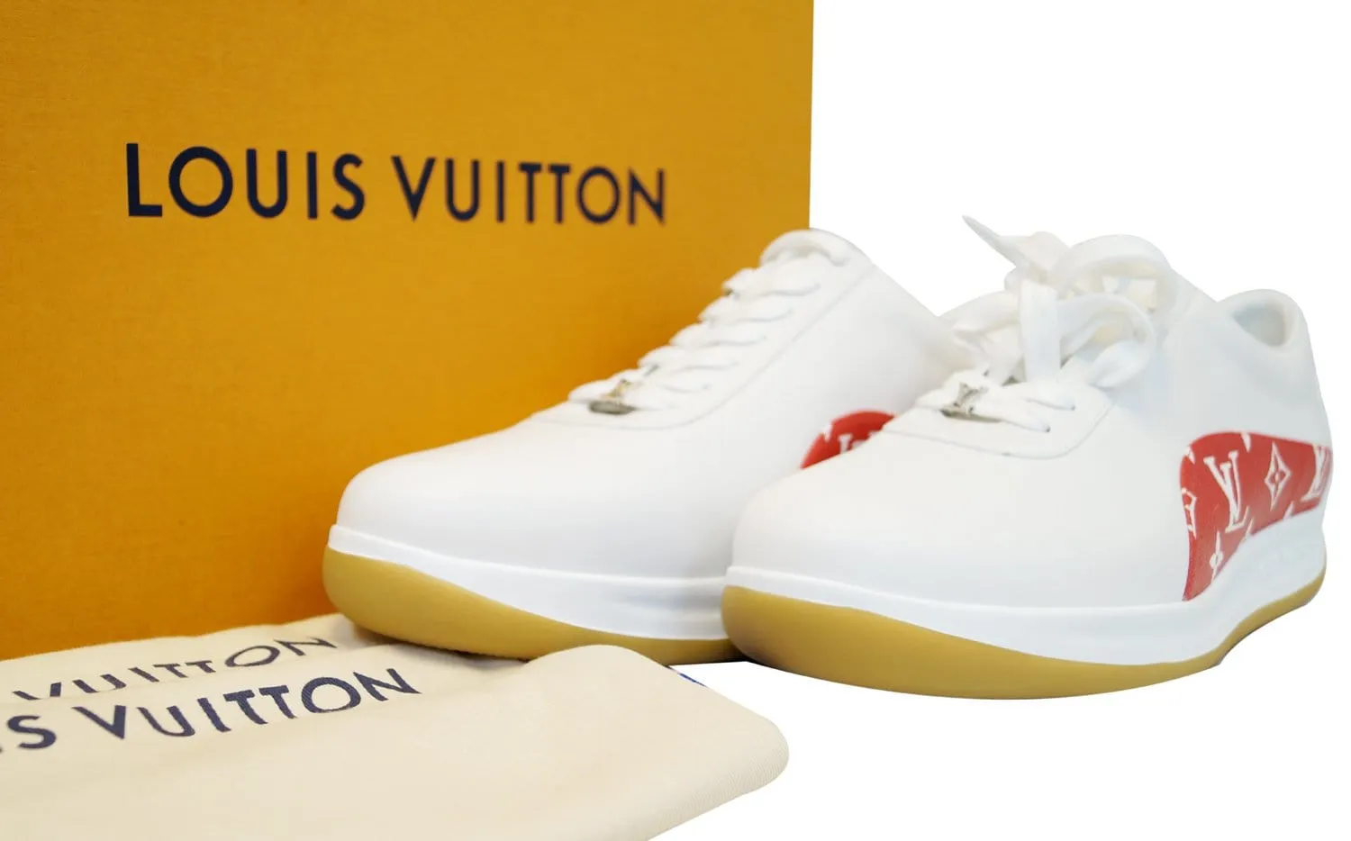 LOUIS VUITTON Supreme X White/Red  Sneakers 9.1/2