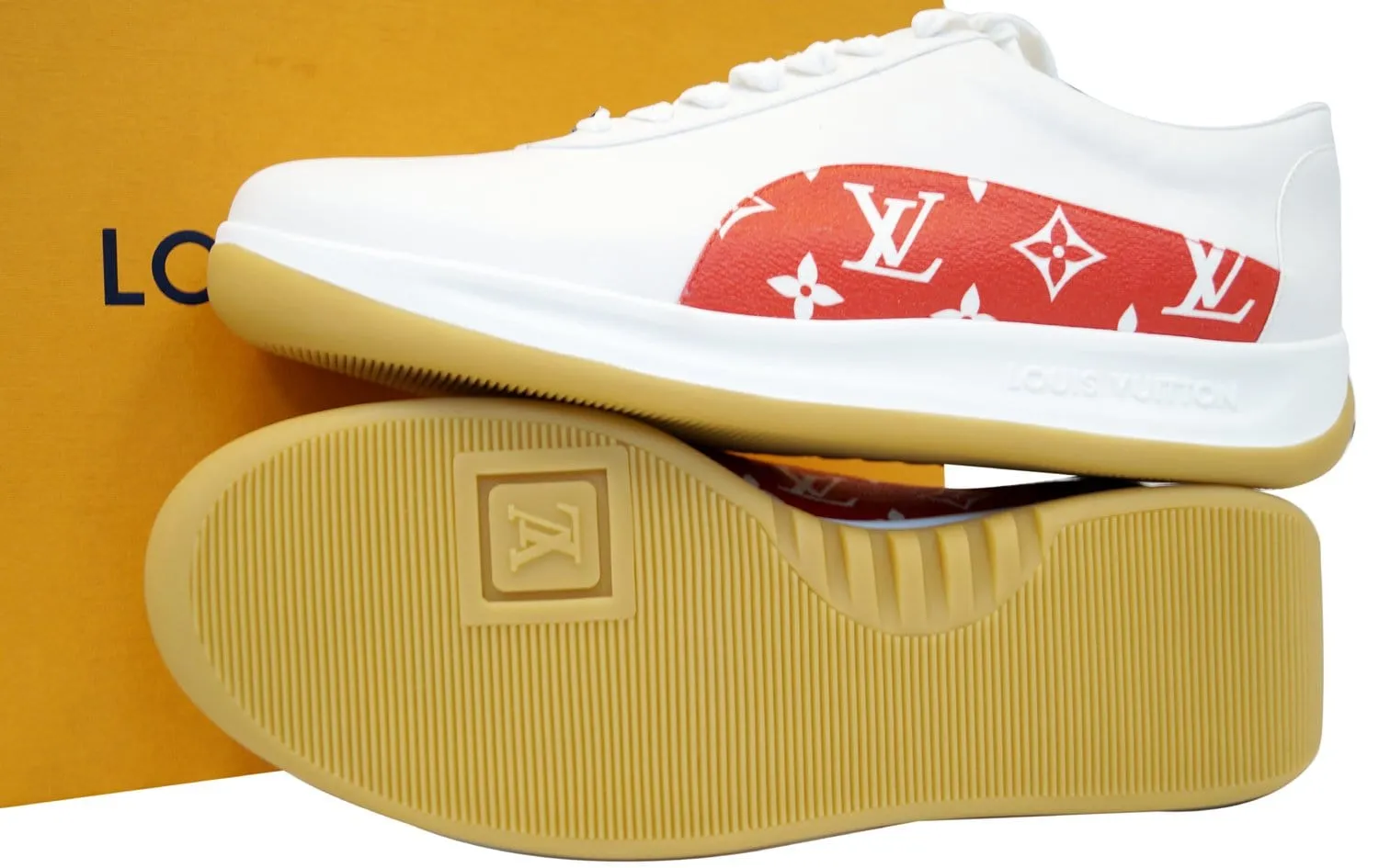 LOUIS VUITTON Supreme X White/Red  Sneakers 9.1/2