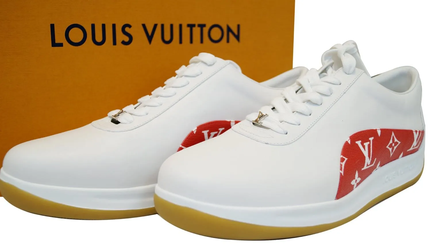 LOUIS VUITTON Supreme X White/Red  Sneakers 9.1/2