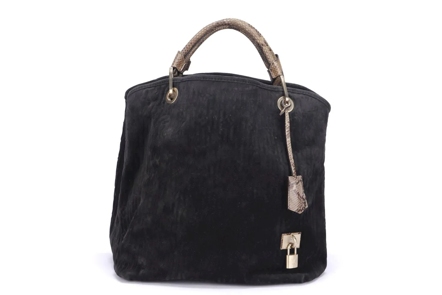 LOUIS VUITTON WHISPER WITH PYTHON SKIN HANDLE (M95811) (FL2058) GM SIZE, KOHL MONOGRAM EMBOSSED SUEDE, WITH DUST COVER