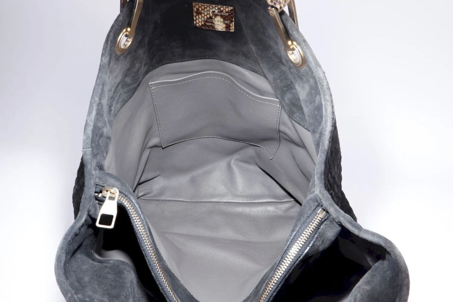 LOUIS VUITTON WHISPER WITH PYTHON SKIN HANDLE (M95811) (FL2058) GM SIZE, KOHL MONOGRAM EMBOSSED SUEDE, WITH DUST COVER
