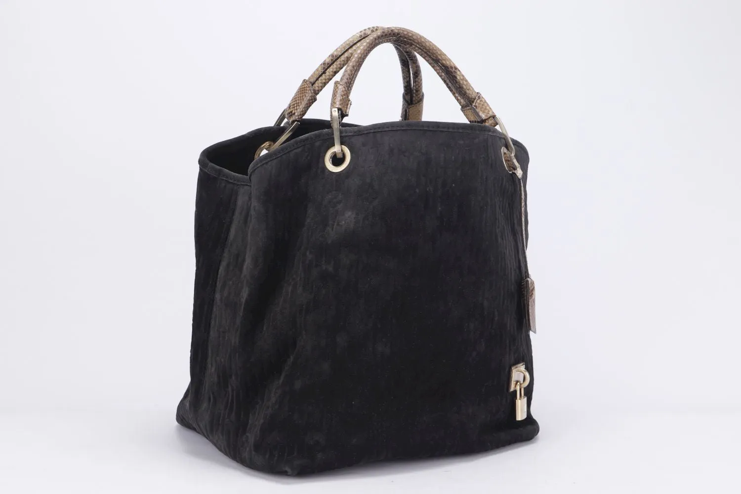 LOUIS VUITTON WHISPER WITH PYTHON SKIN HANDLE (M95811) (FL2058) GM SIZE, KOHL MONOGRAM EMBOSSED SUEDE, WITH DUST COVER