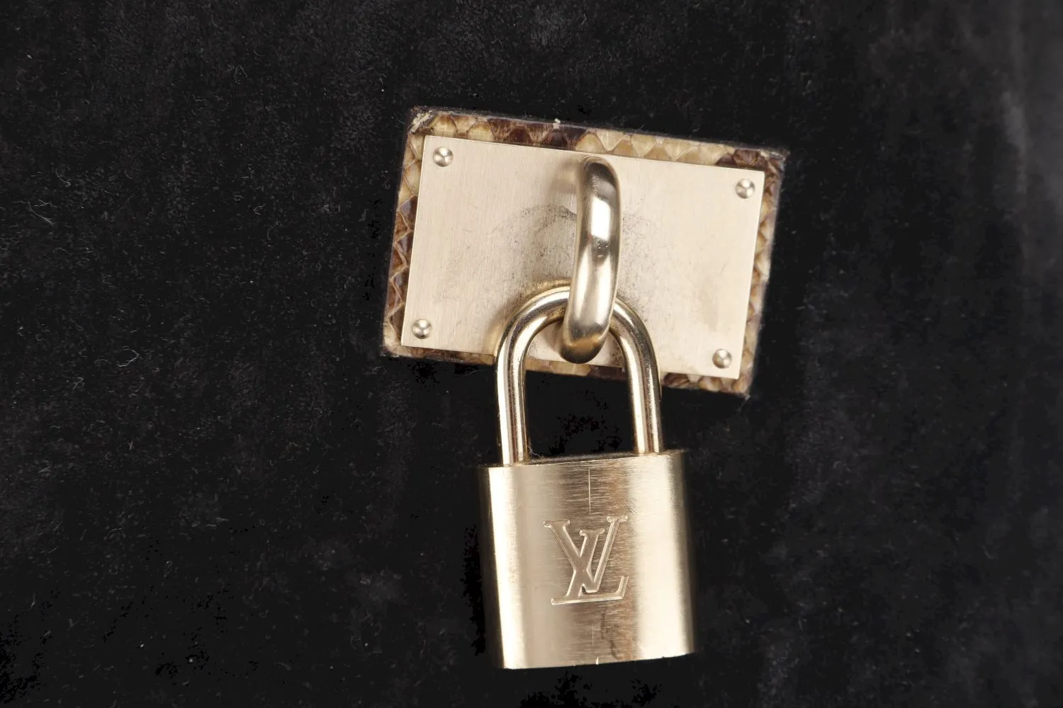 LOUIS VUITTON WHISPER WITH PYTHON SKIN HANDLE (M95811) (FL2058) GM SIZE, KOHL MONOGRAM EMBOSSED SUEDE, WITH DUST COVER