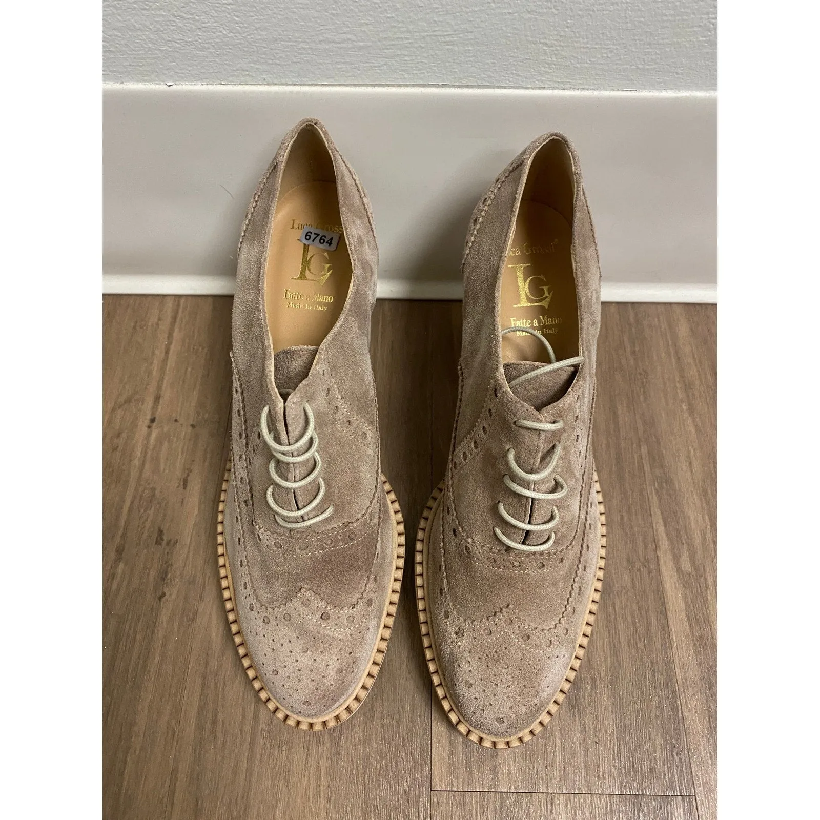 Luca Grossi Tan Suede Chunky Heel Shoes Sz 40