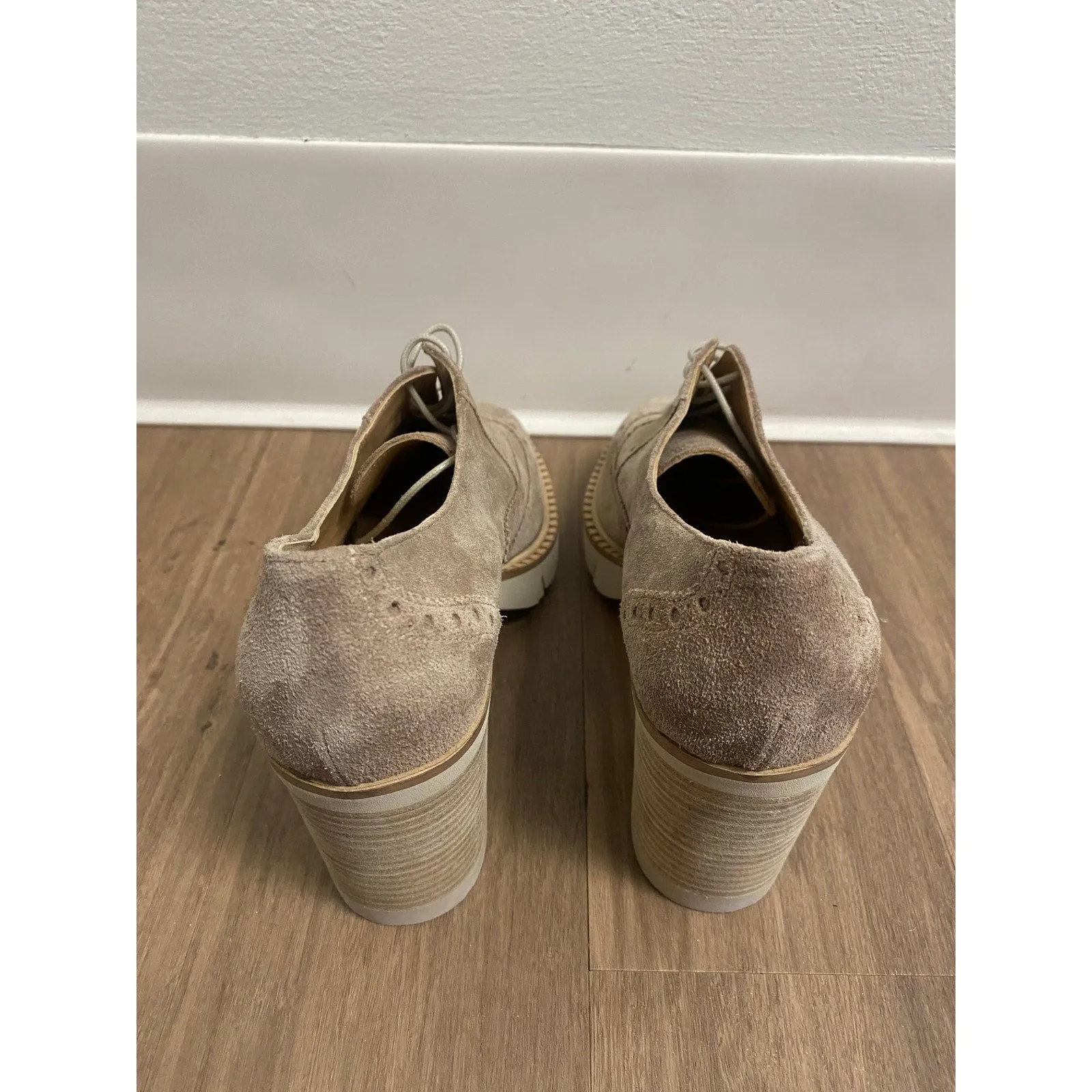 Luca Grossi Tan Suede Chunky Heel Shoes Sz 40