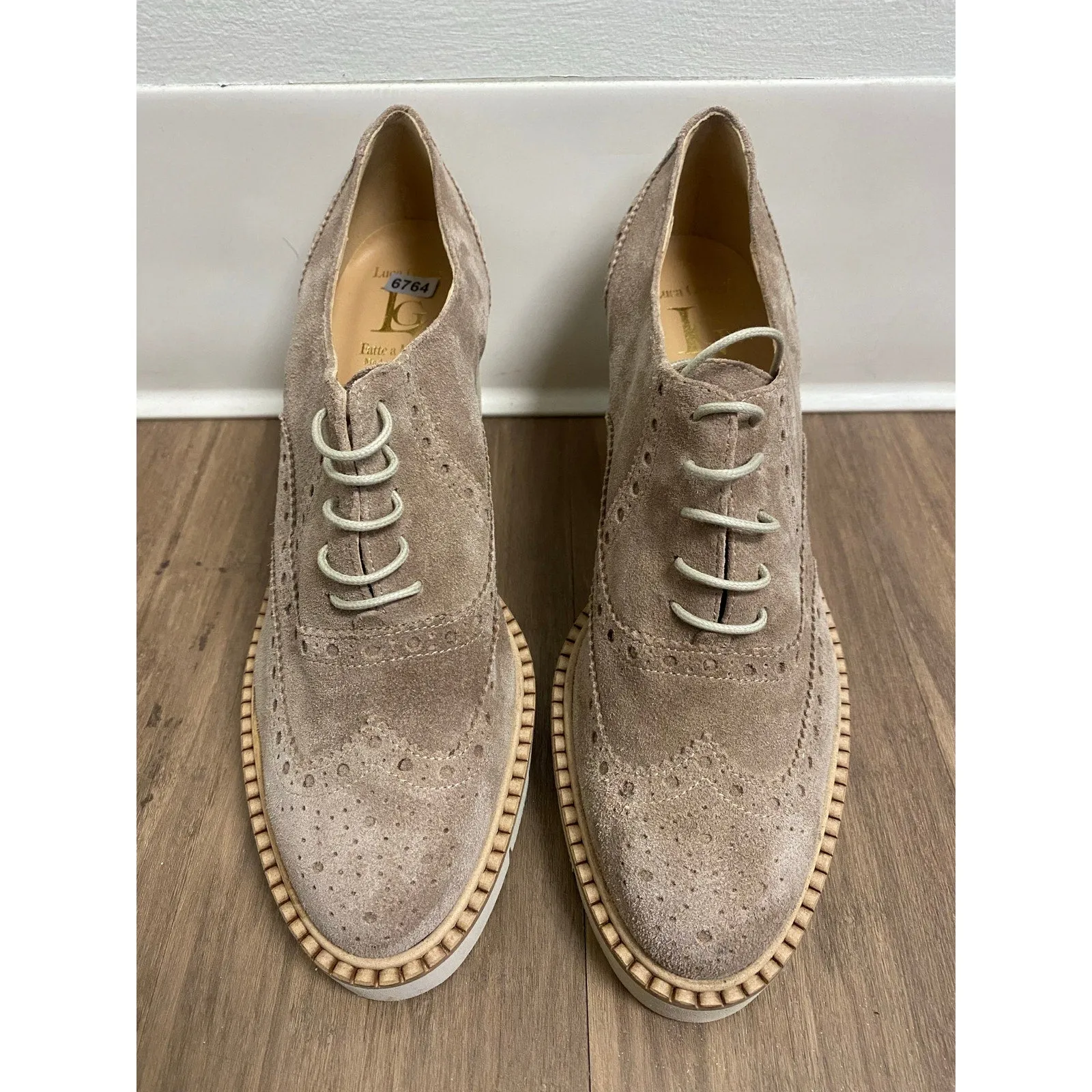 Luca Grossi Tan Suede Chunky Heel Shoes Sz 40