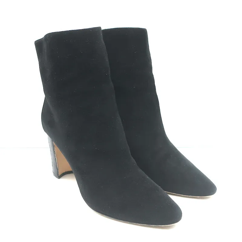 Manolo Blahnik Rosie Ankle Boots Black Leather & Suede Size 35.5