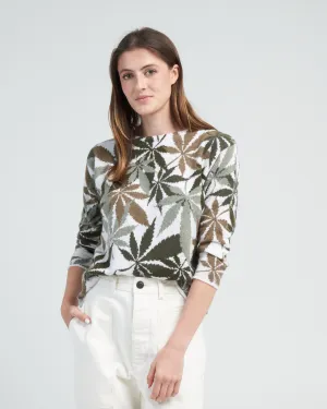 marijuana hand made intarsia - light pink