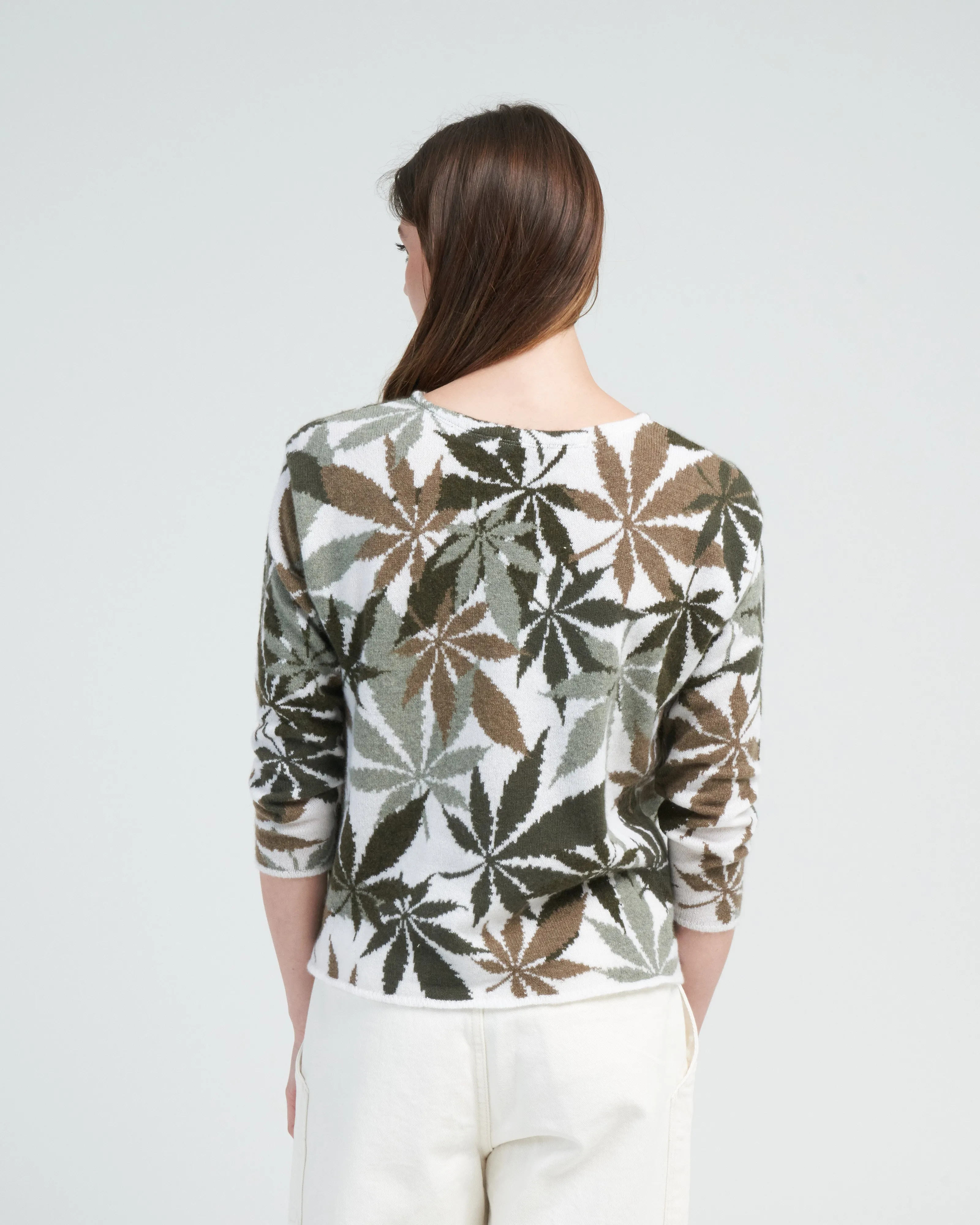 marijuana hand made intarsia - light pink