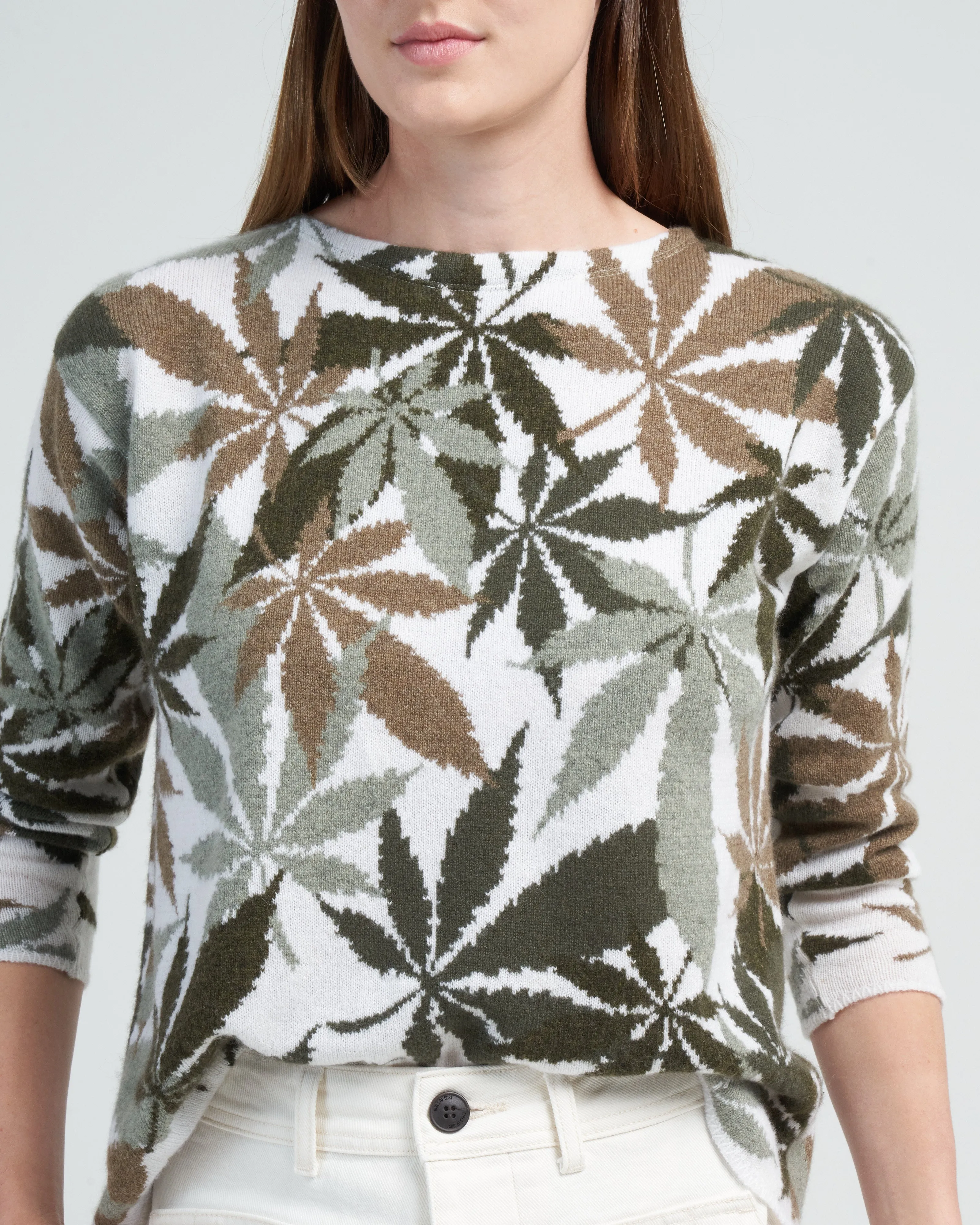 marijuana hand made intarsia - light pink