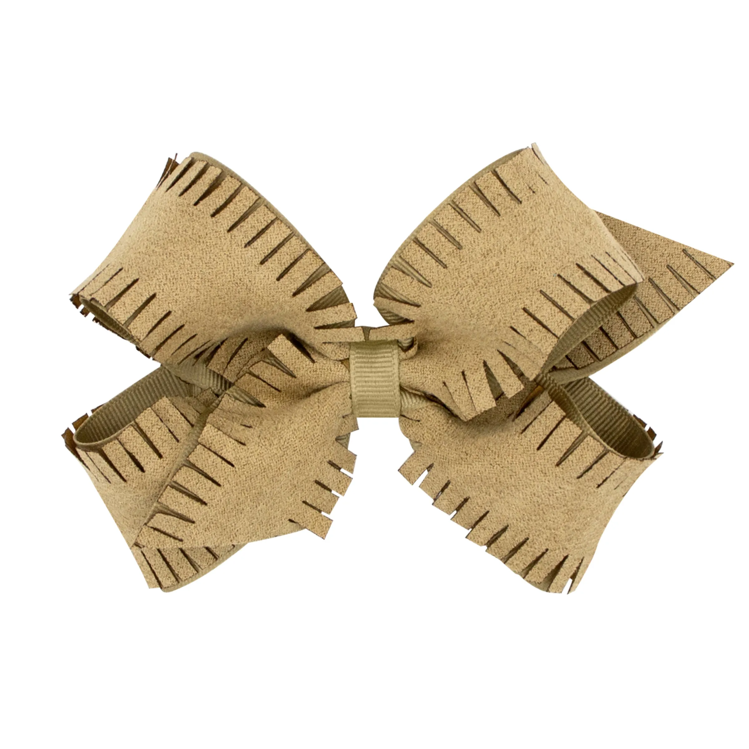 Medium Faux Suede Overlay Grosgrain Bow on Clippie
