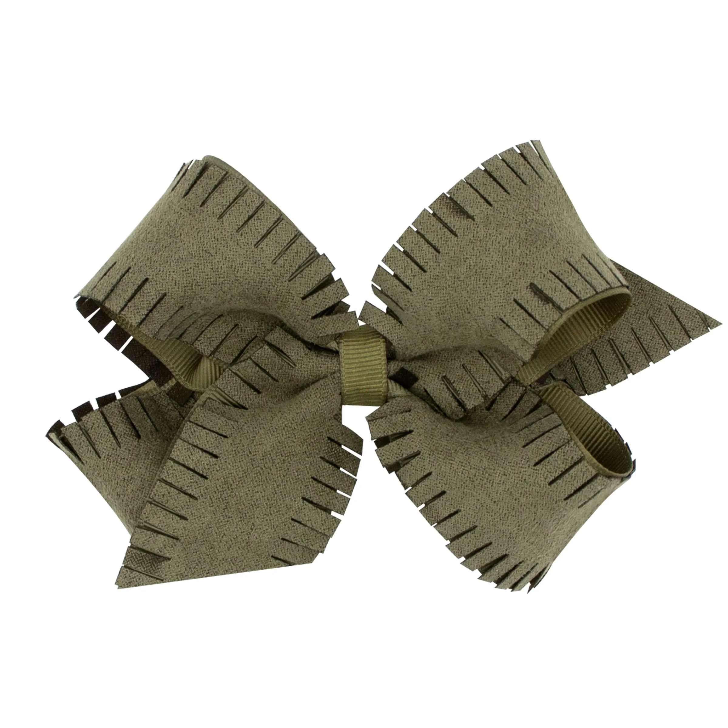 Medium Faux Suede Overlay Grosgrain Bow on Clippie