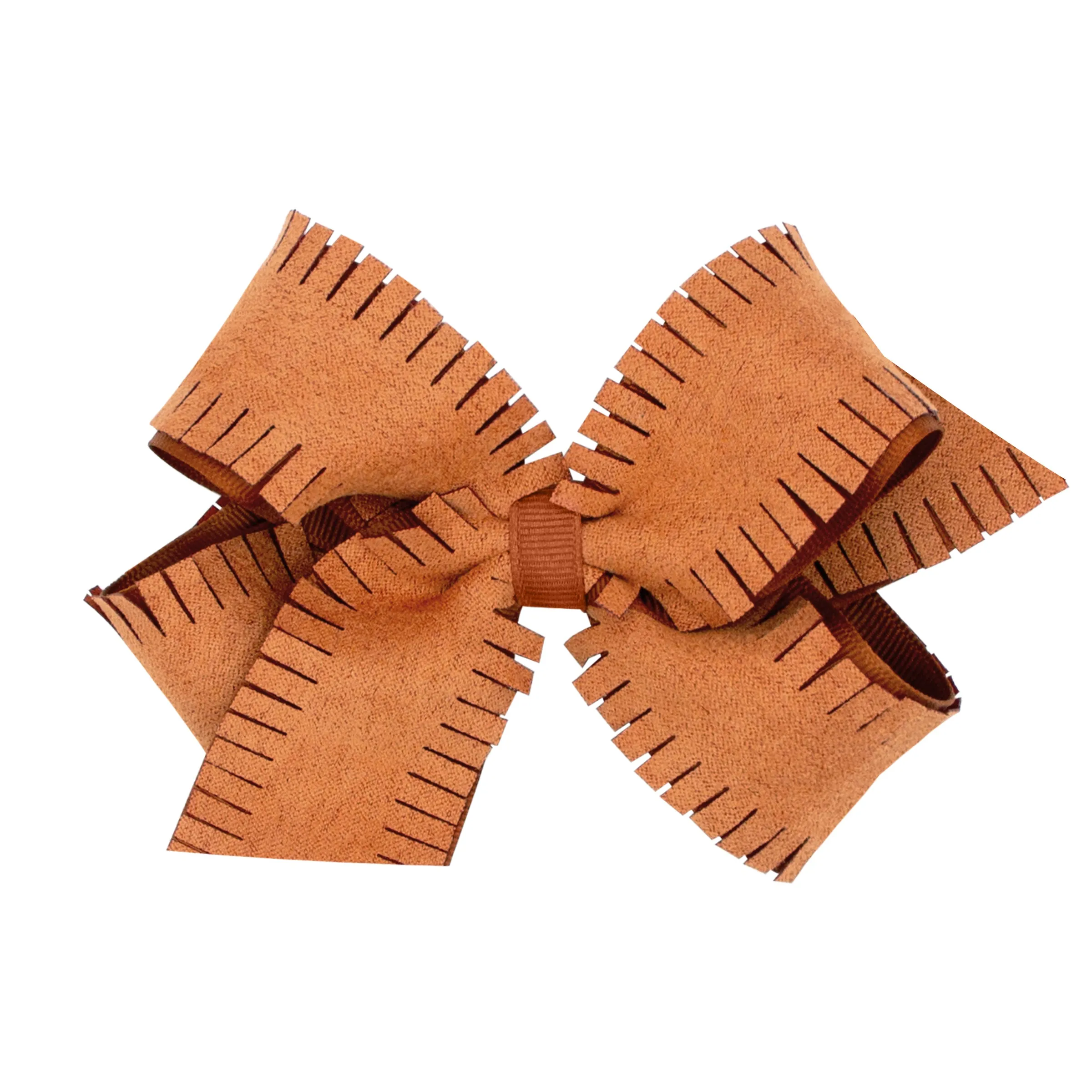 Medium Faux Suede Overlay Grosgrain Bow on Clippie