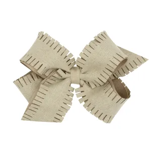 Medium Faux Suede Overlay Grosgrain Bow on Clippie