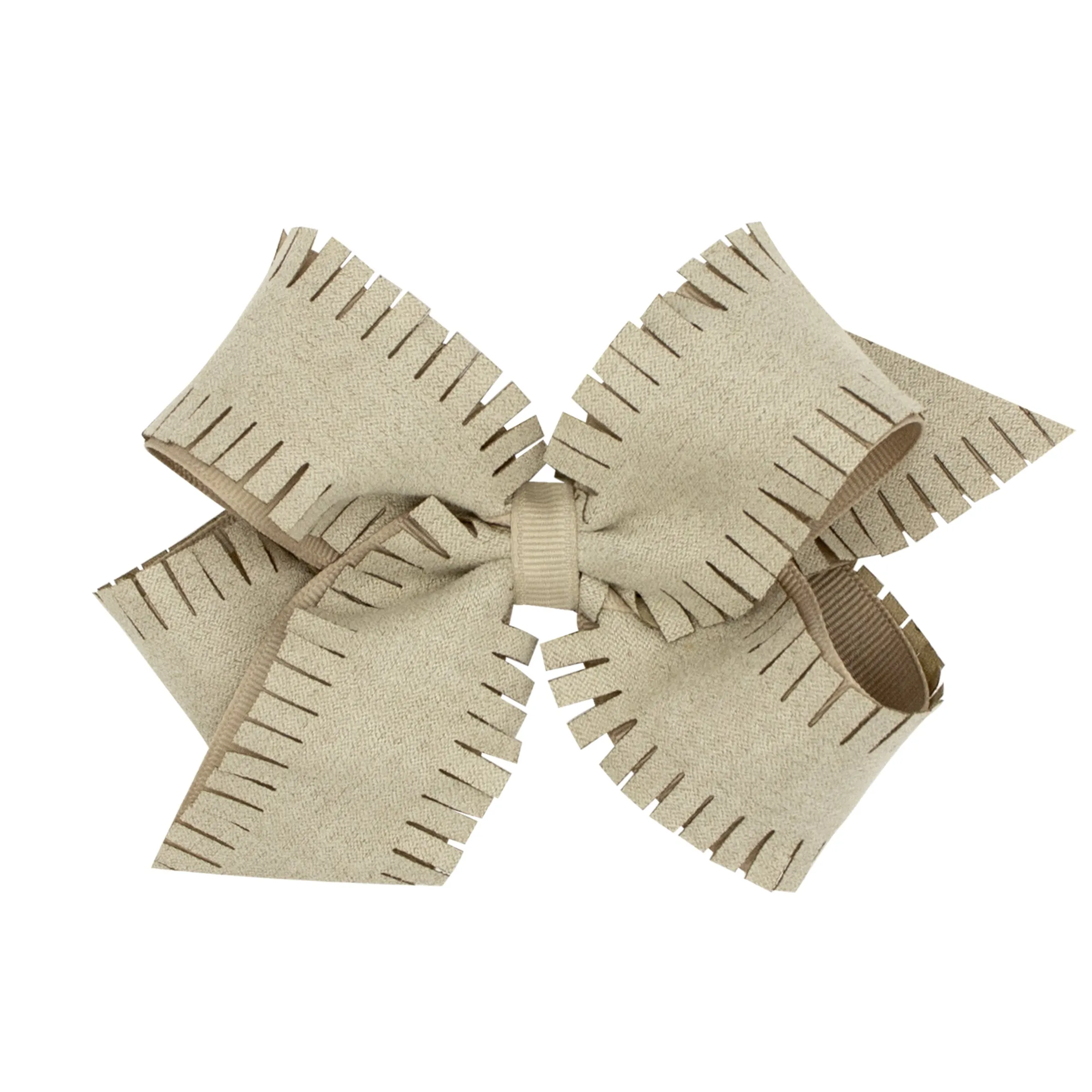 Medium Faux Suede Overlay Grosgrain Bow on Clippie