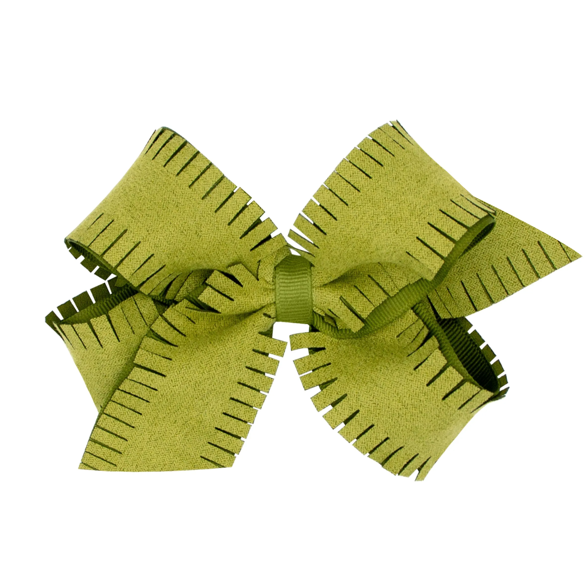 Medium Faux Suede Overlay Grosgrain Bow on Clippie