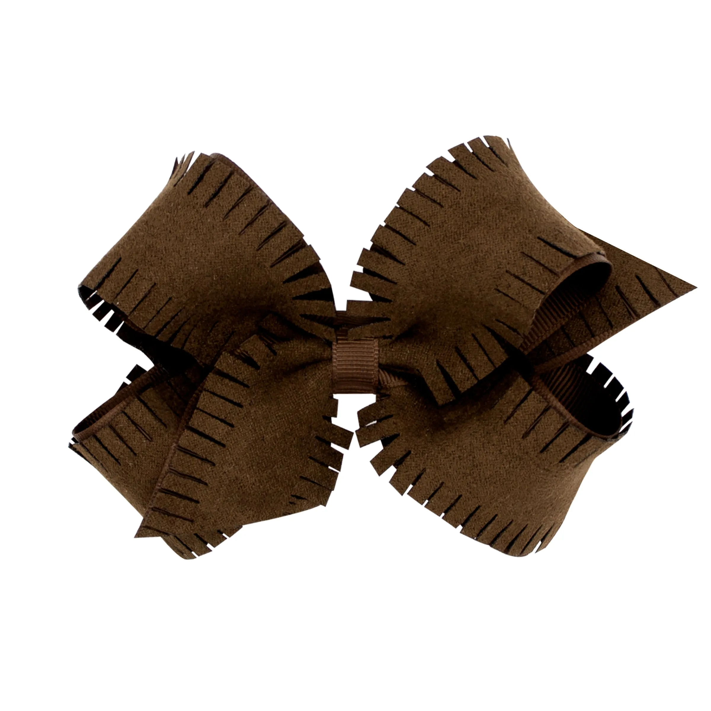 Medium Faux Suede Overlay Grosgrain Bow on Clippie