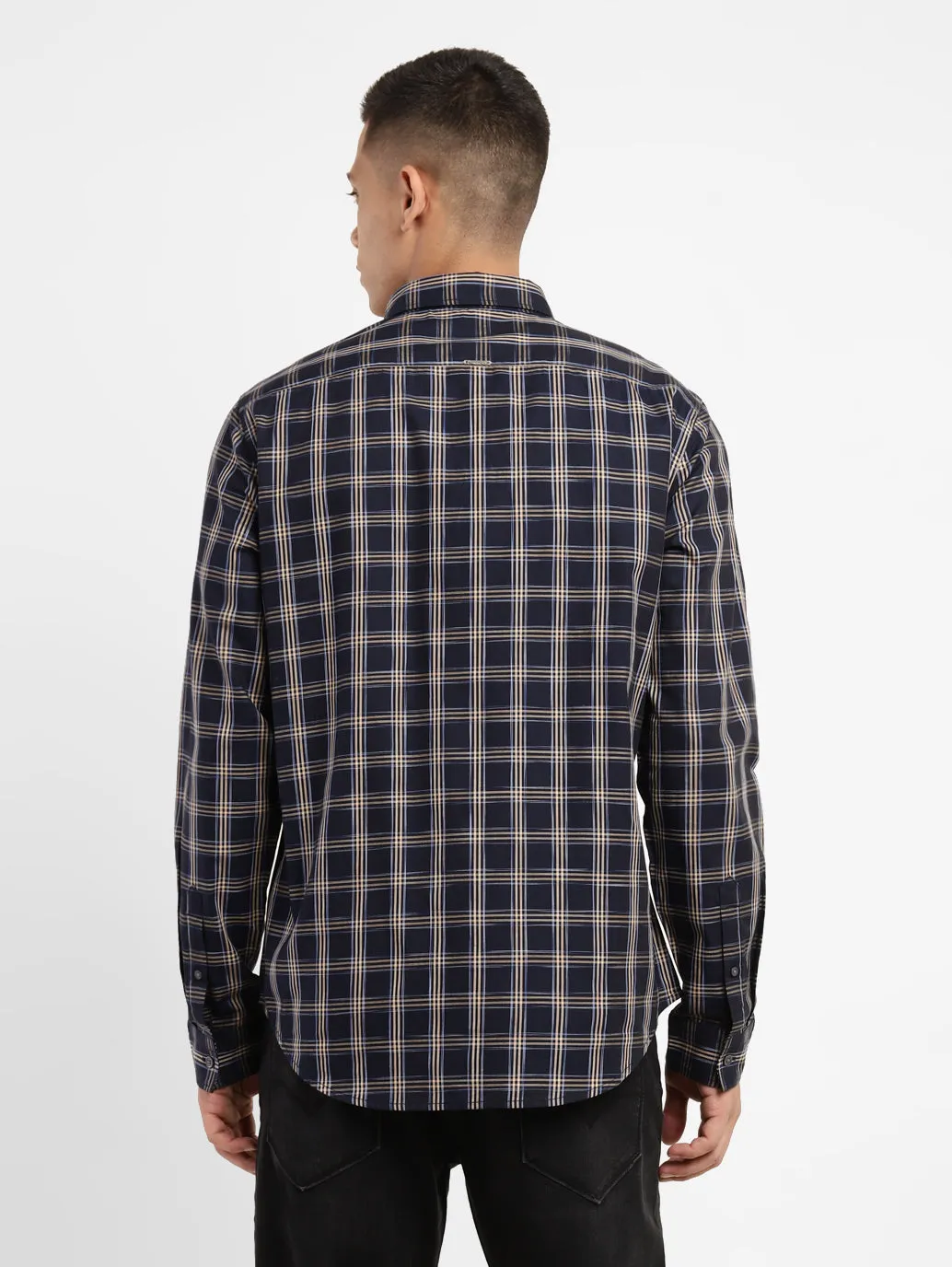 Men's Checkered Spread Collar Shirt