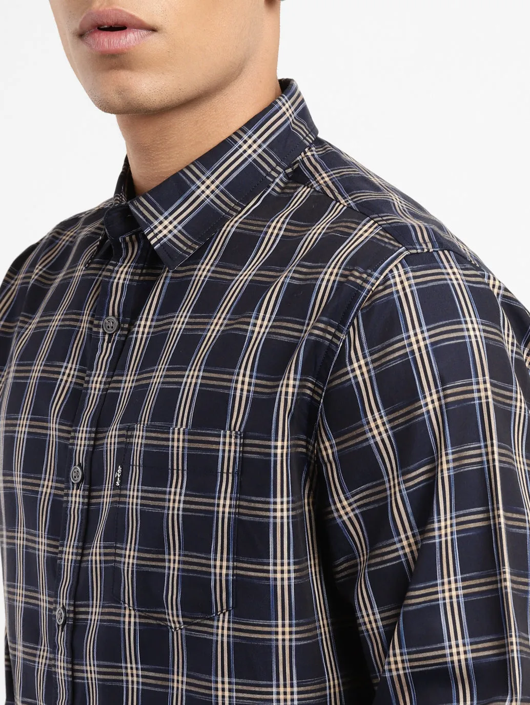 Men's Checkered Spread Collar Shirt