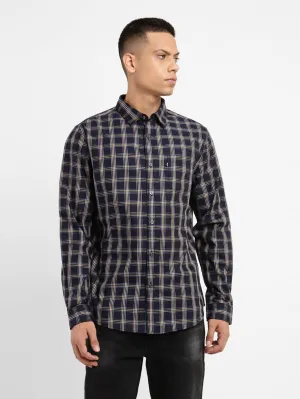 Men's Checkered Spread Collar Shirt
