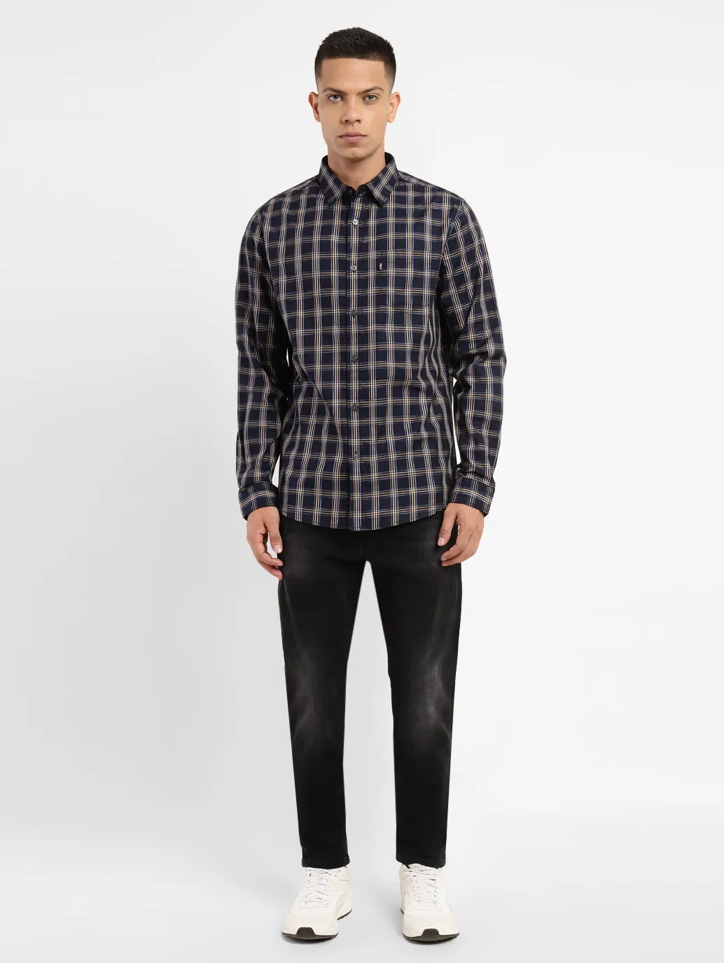 Men's Checkered Spread Collar Shirt