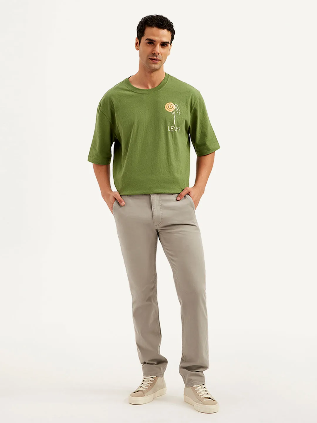Men's Light-Grey Slim Fit Chinos