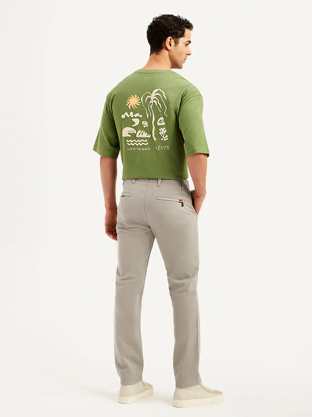 Men's Light-Grey Slim Fit Chinos