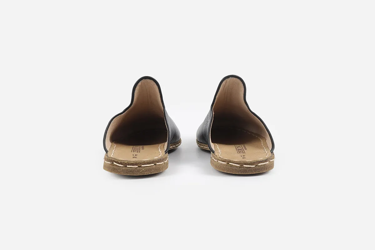 Midnight Noir Handmade Leather Slippers (Men's)