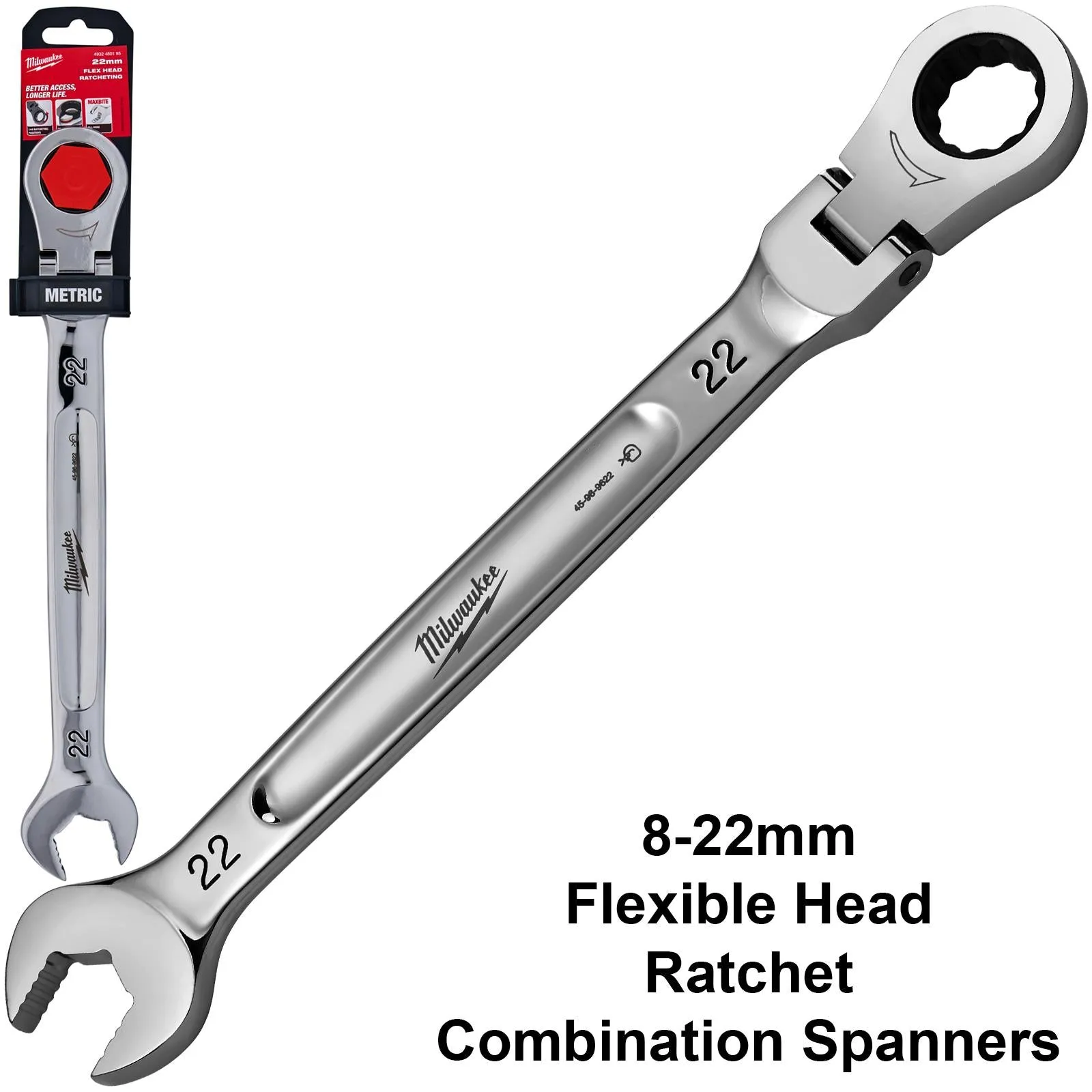 Milwaukee Ratchet Combination Spanner MAX BITE Flexible Head