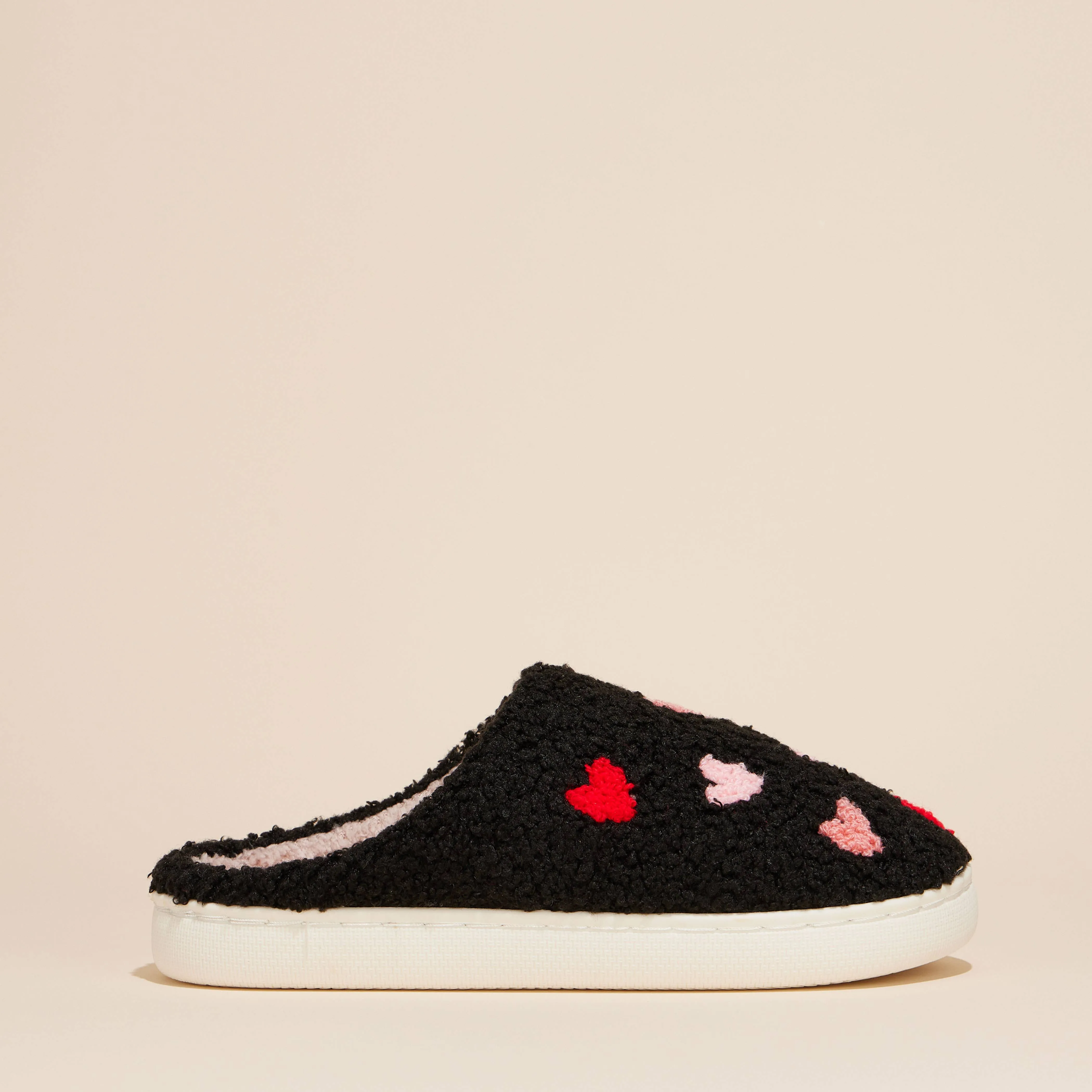 Multi Hearts Home Slippers: Black-Pink / Small / 4DL98003