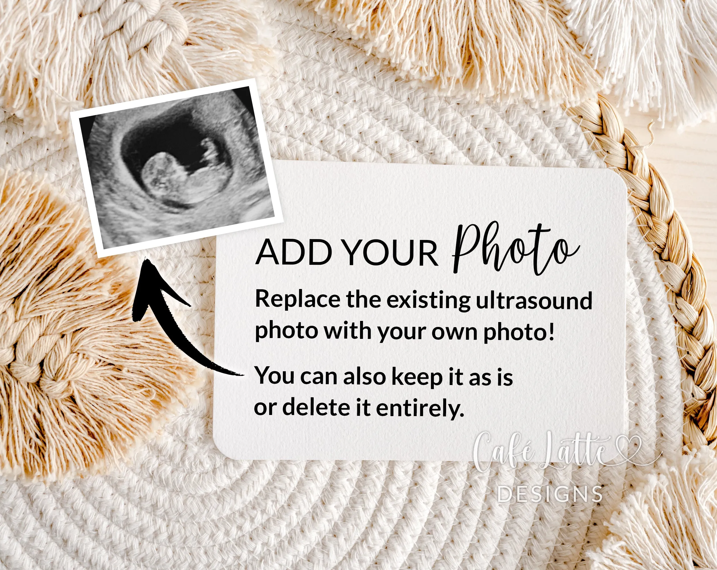 New Years Digital Baby Announcement - Gold Ornaments Heart - Countdown