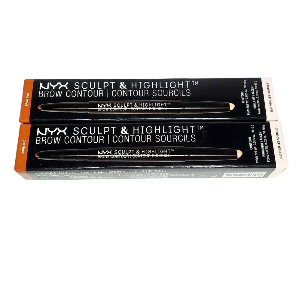 Pack of 2 NYX PROFESSIONAL MAKEUP Sculpt and Highlight Brow Contour, Auburn/Soft Pink SHBC04