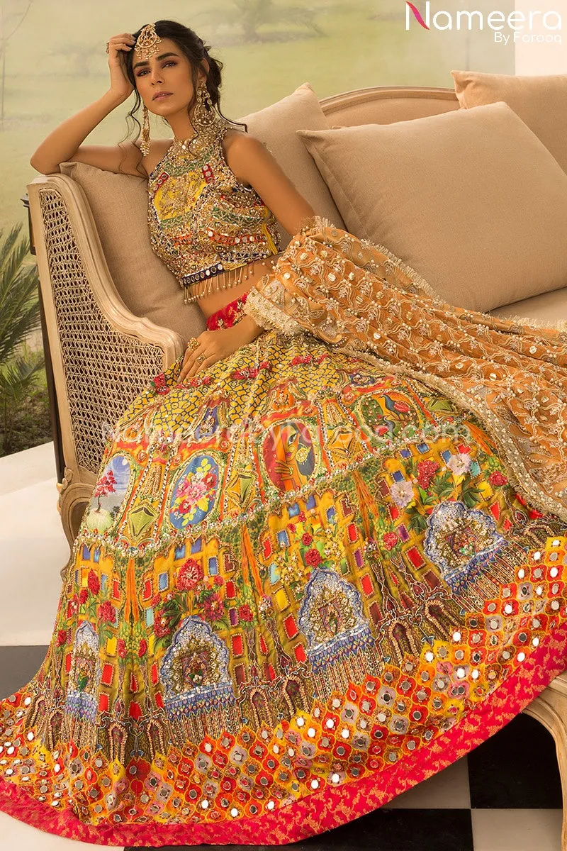 Pakistani Traditional Lehenga Choli for Mehndi #BS149