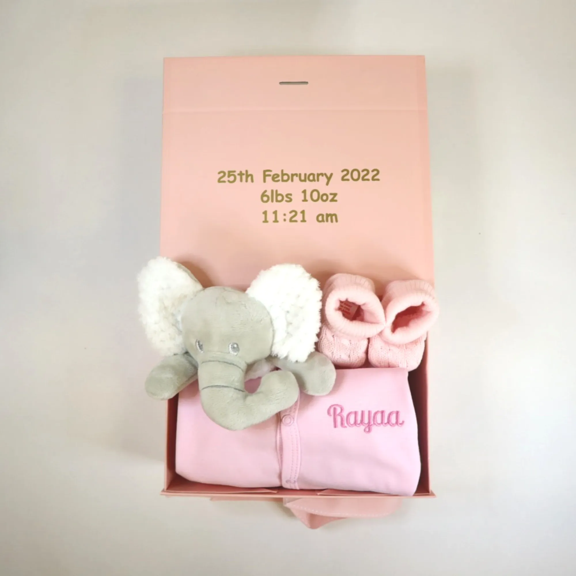 Personalised Medium Baby Keepsake Box Gift Hamper - Welcome To The World - Pink