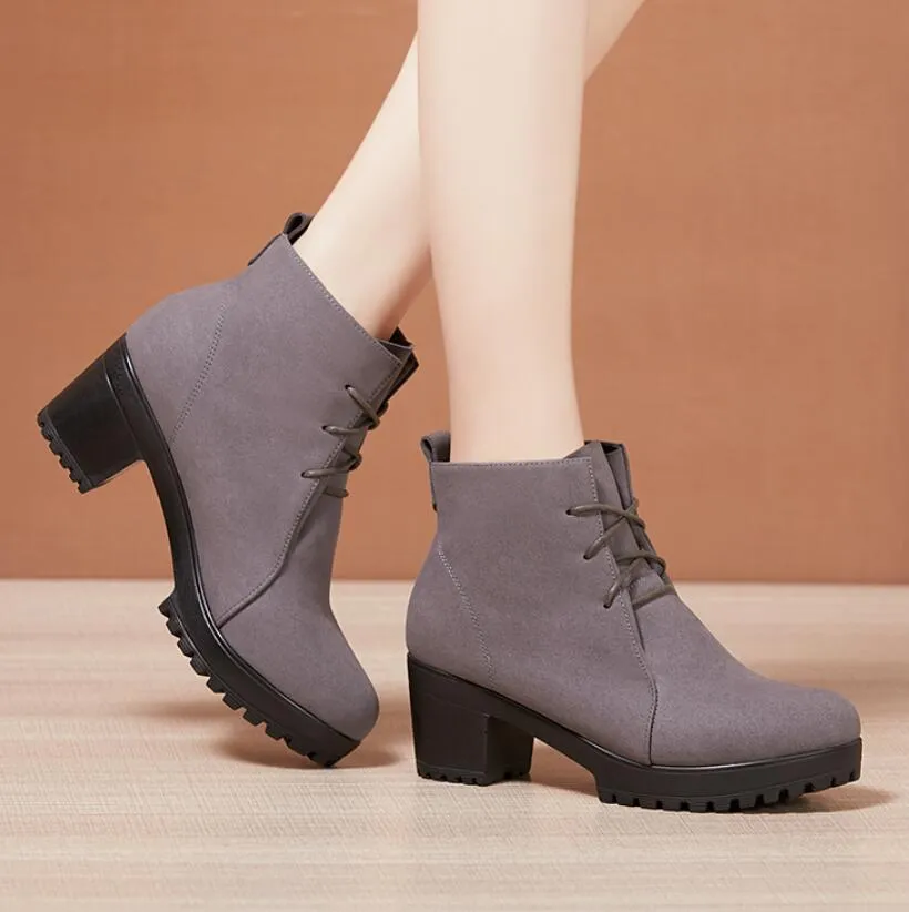 Petite Size Chunky Heel Short Boots AP231