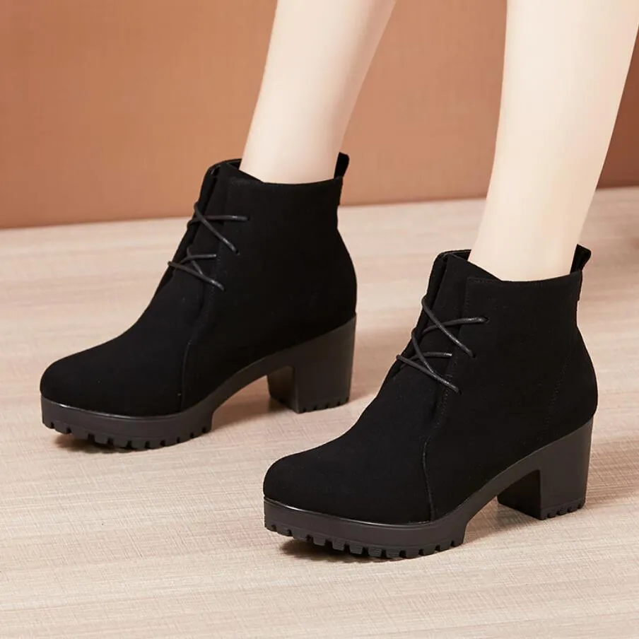 Petite Size Chunky Heel Short Boots AP231