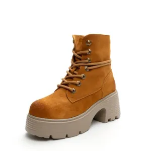 Petite Thicksole Block Heel Suede Boots GS320