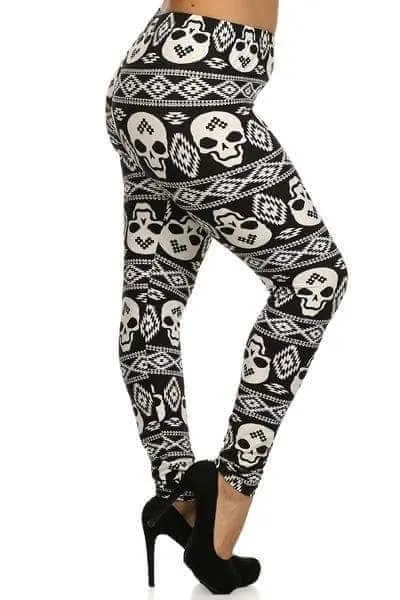 Plus Size Black & White Aztec Skulls