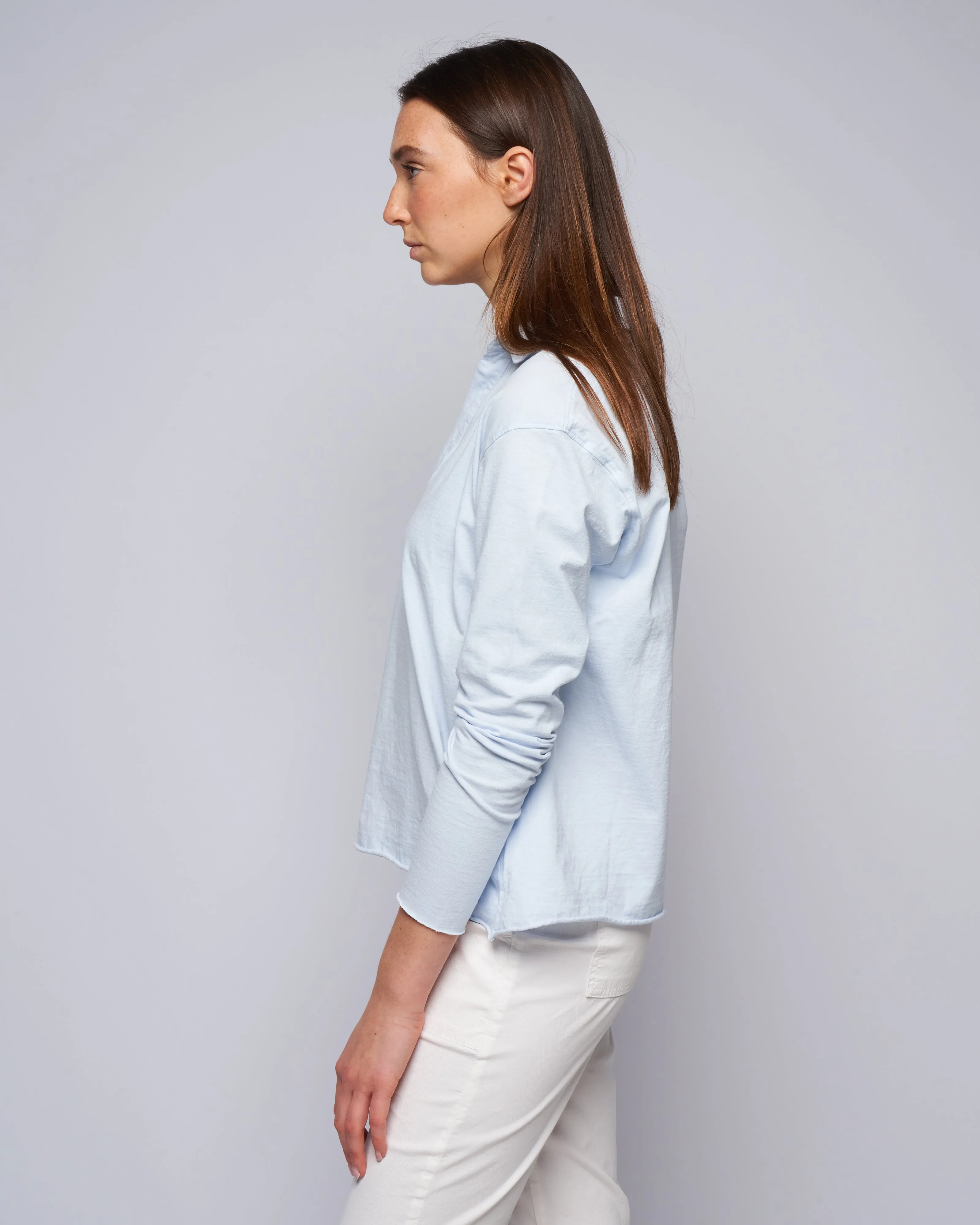 popover henley - shirting blue