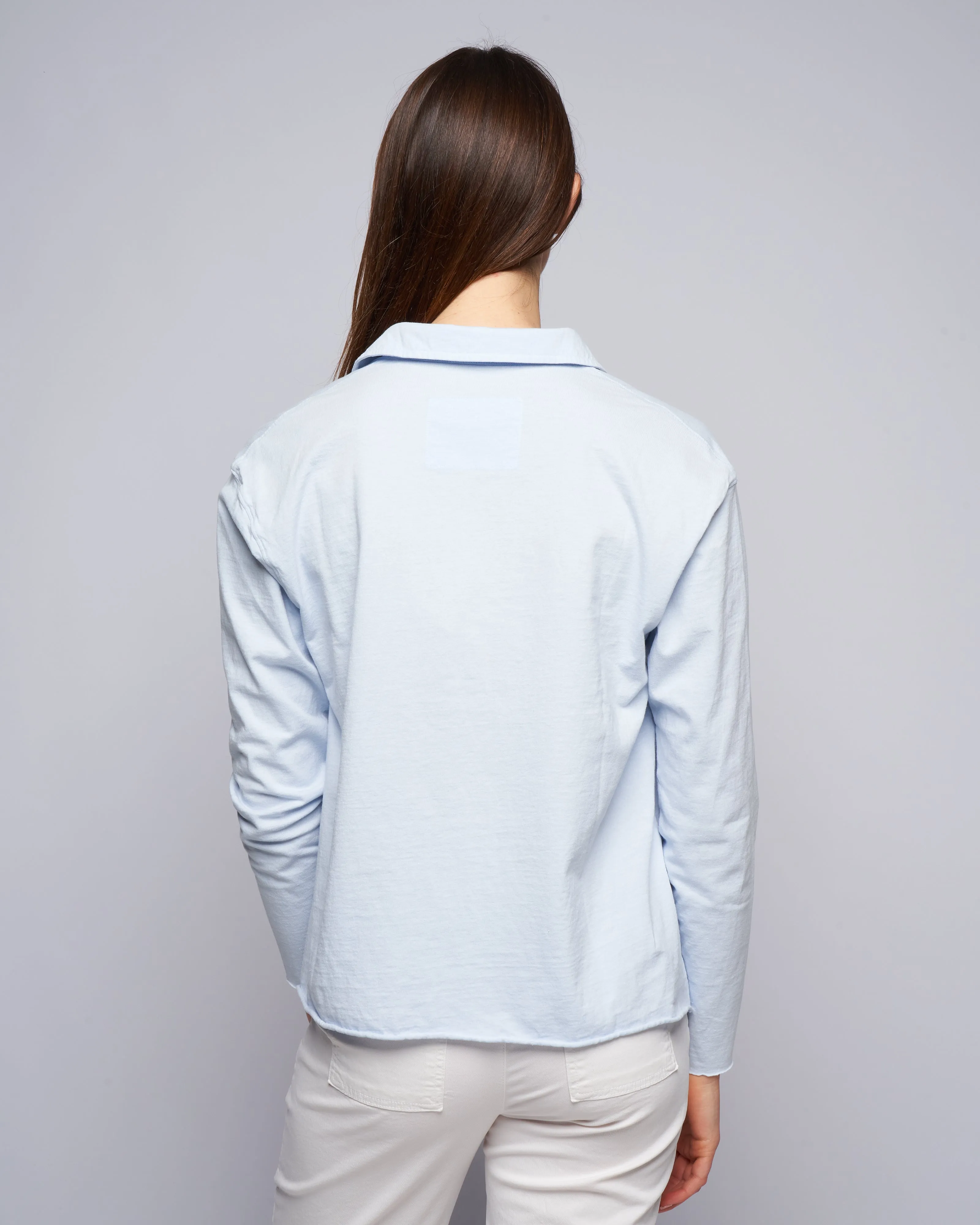 popover henley - shirting blue