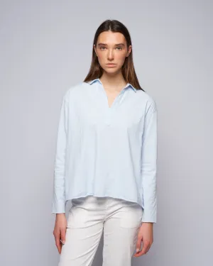 popover henley - shirting blue