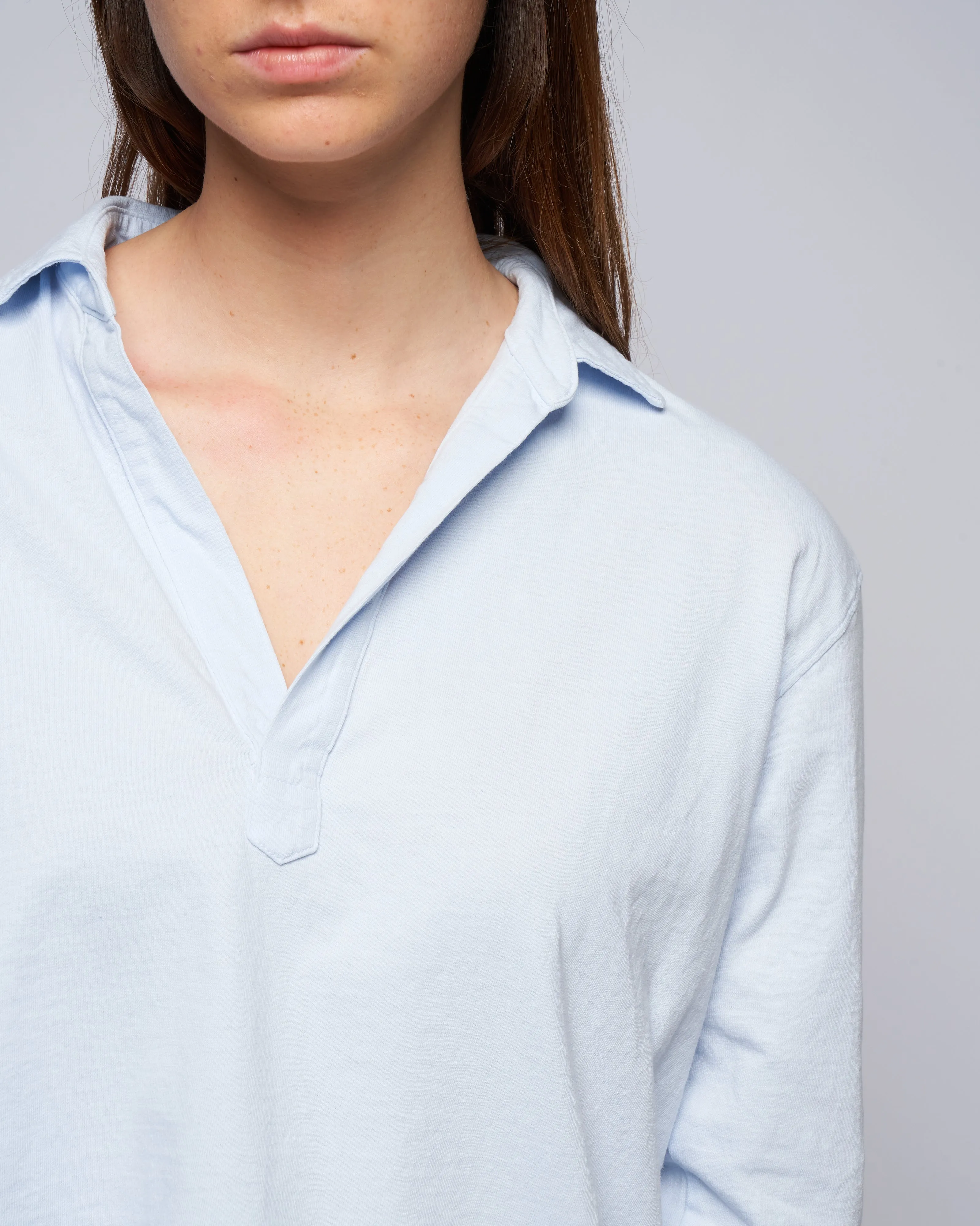 popover henley - shirting blue