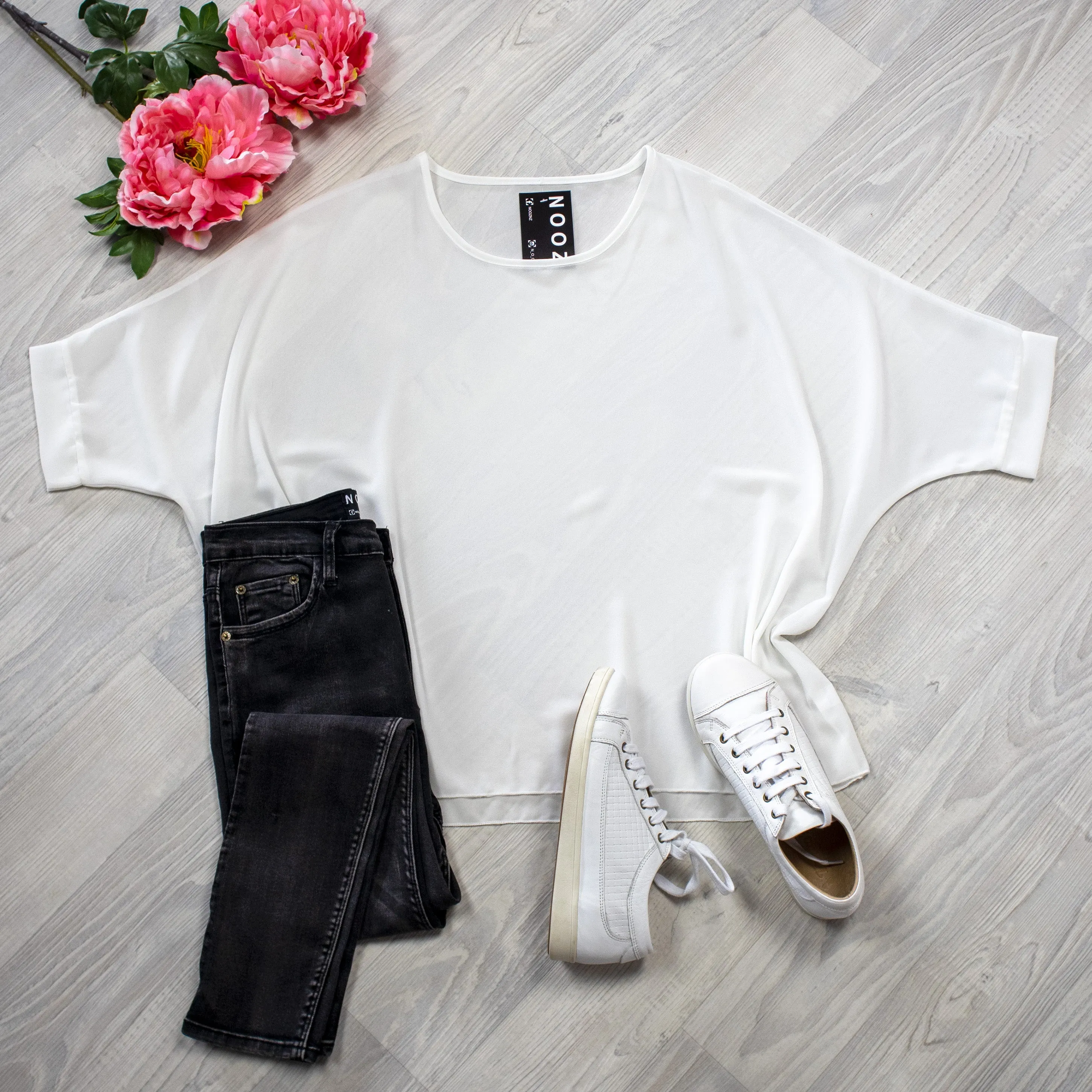 PRE-ORDER** Plain White Draped Top - Essential Collection