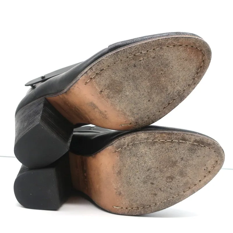 Rag & Bone Harrow Ankle Boots Black Leather Size 38.5 High Heel Booties