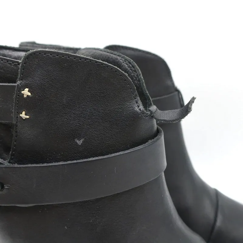 Rag & Bone Harrow Ankle Boots Black Leather Size 38.5 High Heel Booties