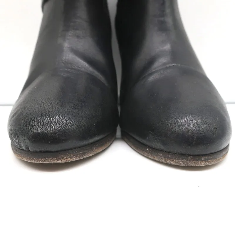 Rag & Bone Harrow Ankle Boots Black Leather Size 38.5 High Heel Booties