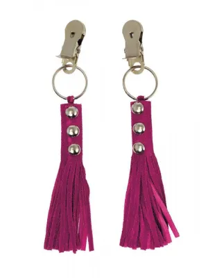 Rimba Bondage Play - Tepelklemmen Met leder Zweepje - Roze