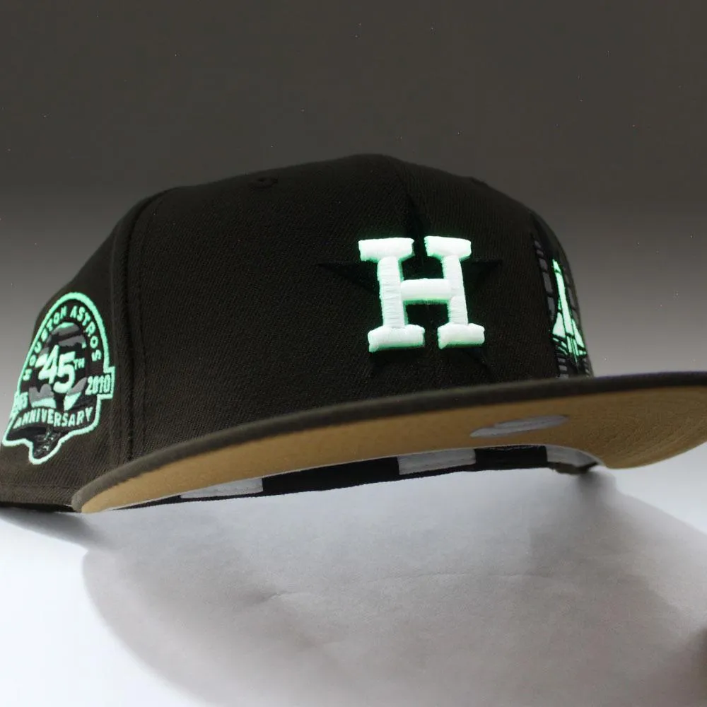 Rocket Houston Astros 45th Anniversary New Era 59Fifty Fitted Hat  (GITD Brown Tan Under Brim)