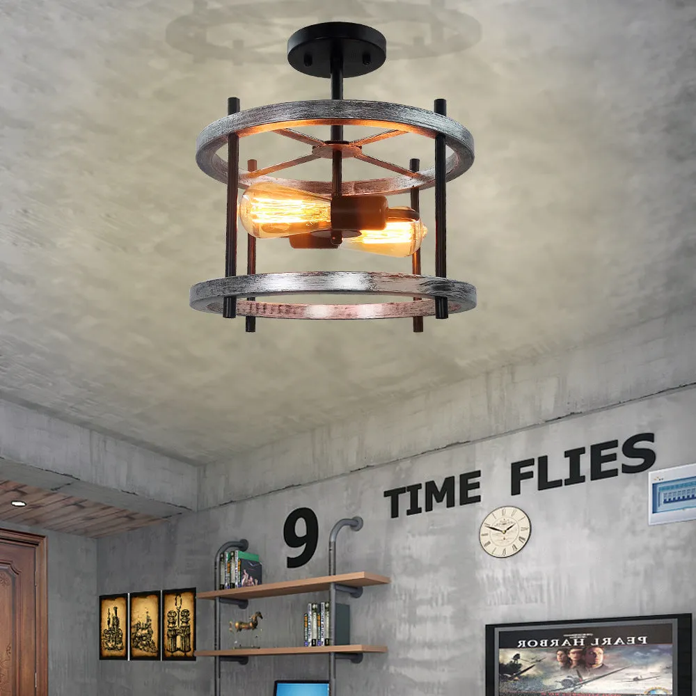 Rustic Vintage Wood Ceiling Light